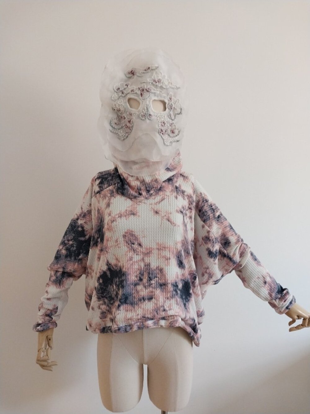 Cotton Jersey Hoodie with Embroidered Removable Mask